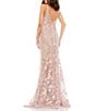 Mac Duggal Floral V-Neck Sleeveless Low Scoop Back Detail Sheath Gown, Color:Rose Pink - Image 2