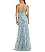 Mac Duggal Floral V-Neck Sleeveless Low Scoop Back Detail Sheath Gown, Color:Seafoam - Image 2