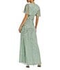 Mac Duggal Flutter Short Sleeve Surplice V-Neck Beaded Sheath Gown, Color:Sage - Image 2