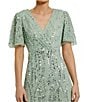 Mac Duggal Flutter Short Sleeve Surplice V-Neck Beaded Sheath Gown, Color:Sage - Image 3