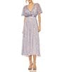 Mac Duggal Flutter Sleeve Embellished Chiffon A-Line Midi Dress, Color:Lavender - Image 1