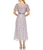 Mac Duggal Flutter Sleeve Embellished Chiffon A-Line Midi Dress, Color:Lavender - Image 2