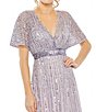 Mac Duggal Flutter Sleeve Embellished Chiffon A-Line Midi Dress, Color:Lavender - Image 3