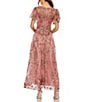 Mac Duggal Flutter Sleeve Faux Wrap Embellished A Line Gown, Color:Mauve - Image 2