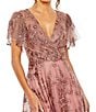 Mac Duggal Flutter Sleeve Faux Wrap Embellished A Line Gown, Color:Mauve - Image 3