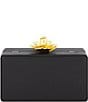 Color:Black - Image 2 - Gold Rose Mini Nappa Leather Box Clutch