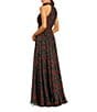 Mac Duggal Halger Floral Chiffon Maxi Dress with Flower Applique, Color:Black Multi - Image 2