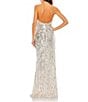 Mac Duggal Halter Keyhole Neck Sequin Front Slit Column Gown, Color:Nude Silver - Image 2