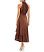 Mac Duggal Halter Mock Neck Sleeveless Ruffle High-Low A-Line Dress, Color:Chocolate - Image 2