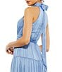 Color:Slate Blue - Image 3 - Halter Mock Neck Sleeveless Tie Back Tiered Dress