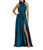 Mac Duggal Turtleneck Sleeveless Lined Thigh High Slit A-Line Open Back Detail Gown - Image 1