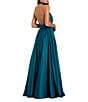 Mac Duggal Turtleneck Sleeveless Lined Thigh High Slit A-Line Open Back Detail Gown - Image 2