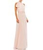 Color:Blush - Image 1 - High Halter Bow Turtleneck Sleeveless A-Line Gown