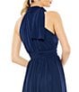 Color:Midnight - Image 4 - High Halter Bow Turtleneck Sleeveless A-Line Gown