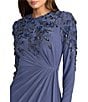 Mac Duggal High Neck Long Sleeve Beaded Jersey Gown - Image 3