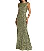 Mac Duggal High Neck Sleeveless Sequin Evening Gown - Image 1