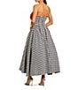 Mac Duggal Boucle Houndstooth Print 3D Floral Applique Sleeveless A-Line Midi Dress, Color:Black White - Image 2