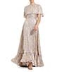 Mac Duggal Illusion Crew Neck Capelet Sleeve Embroider Chiffon Gown, Color:Vintage Lilac - Image 1