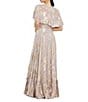 Mac Duggal Illusion Crew Neck Capelet Sleeve Embroider Chiffon Gown, Color:Vintage Lilac - Image 2