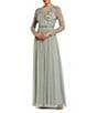 Mac Duggal Illusion Crew Neck Long Sleeve Gown - Image 1