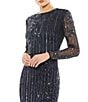 Mac Duggal Illusion Long Sleeve Sequin Column Gown, Color:Midnight - Image 3