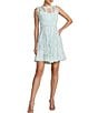 Mac Duggal Illusion Mock Neck Sleeveless Mesh Micro Ruffle Mini Dress - Image 1