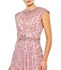 Mac Duggal Illusion Round Neck Cap Sleeve Embroidered Mesh A-Line Gown, Color:Rose - Image 3