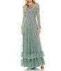 Mac Duggal Illusion Sleeve Embellished Long Gown - Image 1