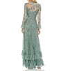 Mac Duggal Illusion Sleeve Embellished Long Gown - Image 2