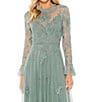 Mac Duggal Illusion Sleeve Embellished Long Gown - Image 3
