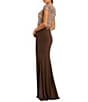 Mac Duggal Jersey Cap Sleeve Crystal Beaded Applique Sheath Gown - Image 2