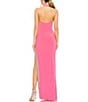 Color:Candy Pink - Image 2 - Jersey Halter Neck Sleeveless Front Cutout Sequin Beaded Slit Gown