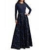 Mac Duggal Jersey Long Sleeve Beaded Neck Evening Gown - Image 1