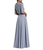 Mac Duggal Crew Neck Half Sleeve Beaded Bodice A-Line Gown, Color:Powder Blue - Image 2