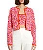 Color:Sunset Multi - Image 1 - Knit Floral Print Round Neck Long Sleeve Coordinating Cardigan