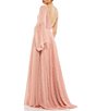 Color:Salmon - Image 2 - Lace Asymmetrical One Shoulder Overlay Flutter Sleeve A-Line Gown
