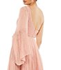 Color:Salmon - Image 4 - Lace Asymmetrical One Shoulder Overlay Flutter Sleeve A-Line Gown