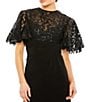 Mac Duggal Lace Embellished Flutter Sleeve A-Line Gown, Color:Black - Image 3