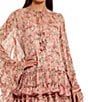Mac Duggal Long Flare Sleeve Ruffle Mini With Novelty Trim, Color:Pink Multi - Image 3