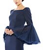 Color:Navy - Image 3 - Long Flounce Sleeve Square Neck Sheath Gown