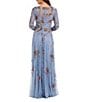 Mac Duggal Long Sleeve Beaded Mesh Illusion Crew Neck A Line Gown - Image 2