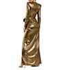 Mac Duggal Long Sleeve Bow Detail Metallic Jersey Gown, Color:Antique Gold - Image 2