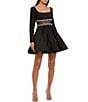 Mac Duggal Long Sleeve Crepe Mini Dress - Image 1