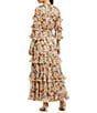 Mac Duggal Long Sleeve Floral Print Ruffle Dress - Image 2
