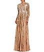 Mac Duggal Long Sleeve Mesh Embellished Gown - Image 1