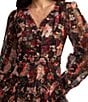 Mac Duggal Long Sleeve Printed Micro Ruffle A Line Dress - Image 3