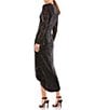 Mac Duggal Long Sleeve Sequin Hi Low Front Twist Dress, Color:Black - Image 2