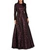 Mac Duggal Long Sleeve Sequin With 3D Flower Ballgown, Color:Amethyst - Image 1