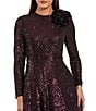 Mac Duggal Long Sleeve Sequin With 3D Flower Ballgown, Color:Amethyst - Image 3