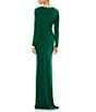 Mac Duggal Long Sleeve Surplice V-Neck Column Faux Wrap Gown, Color:Emerald - Image 2